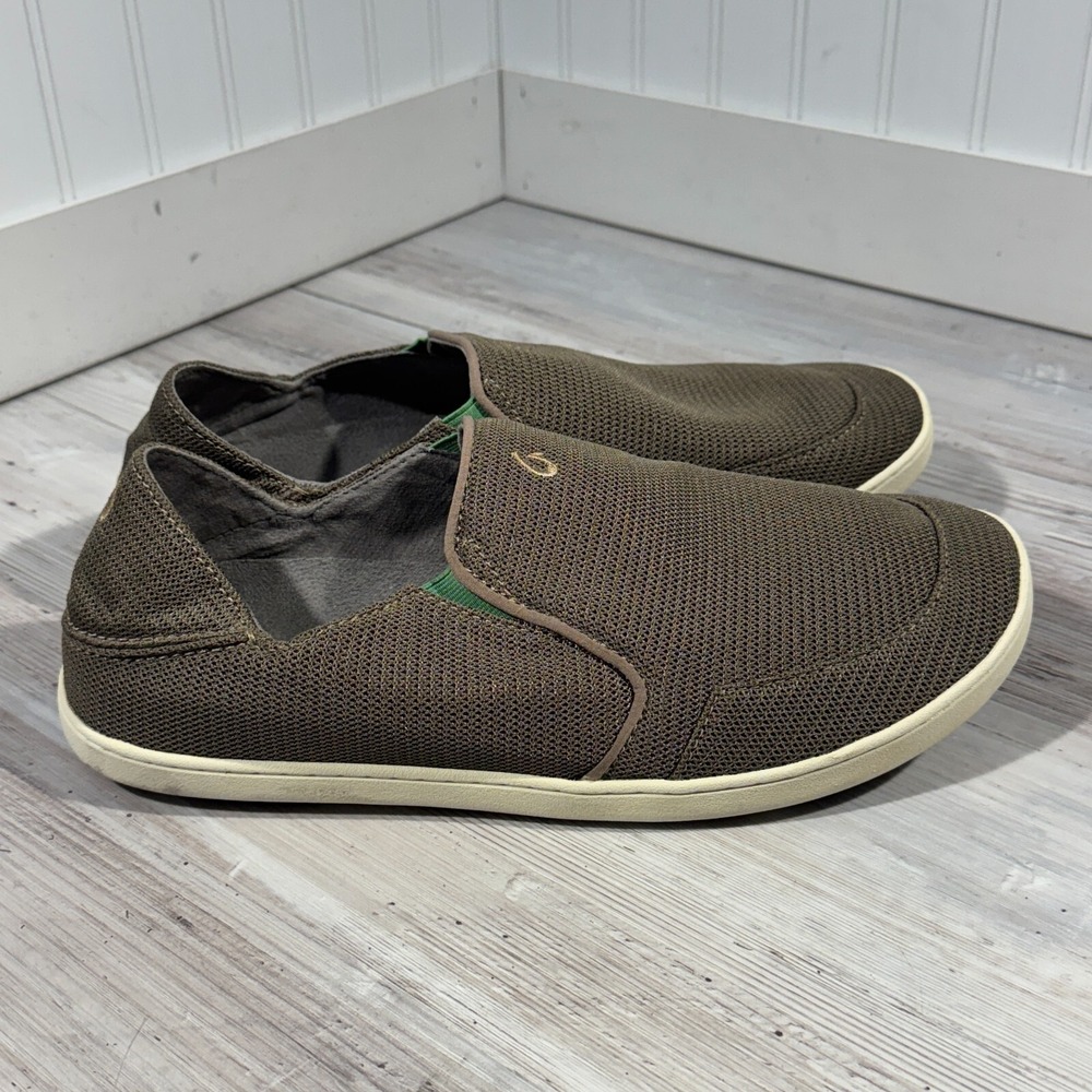 Olukai Nohea Mesh Boat Shoe‎ Men's Sz 11.5 Brown Preowned Good Condition